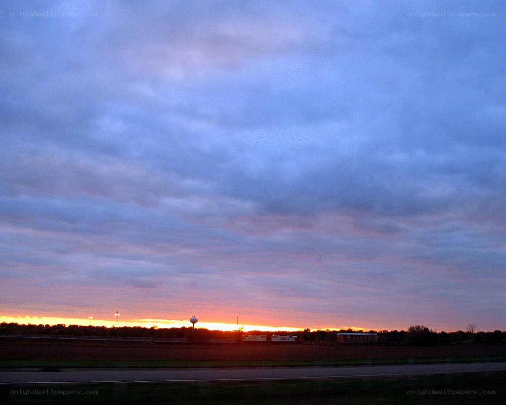 sunset over rural landscape