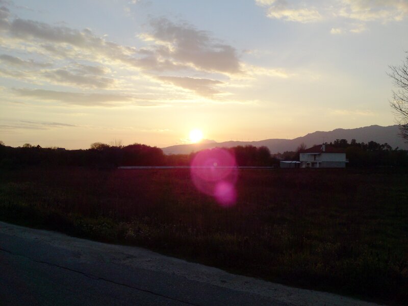 Sunset over rural landscape
