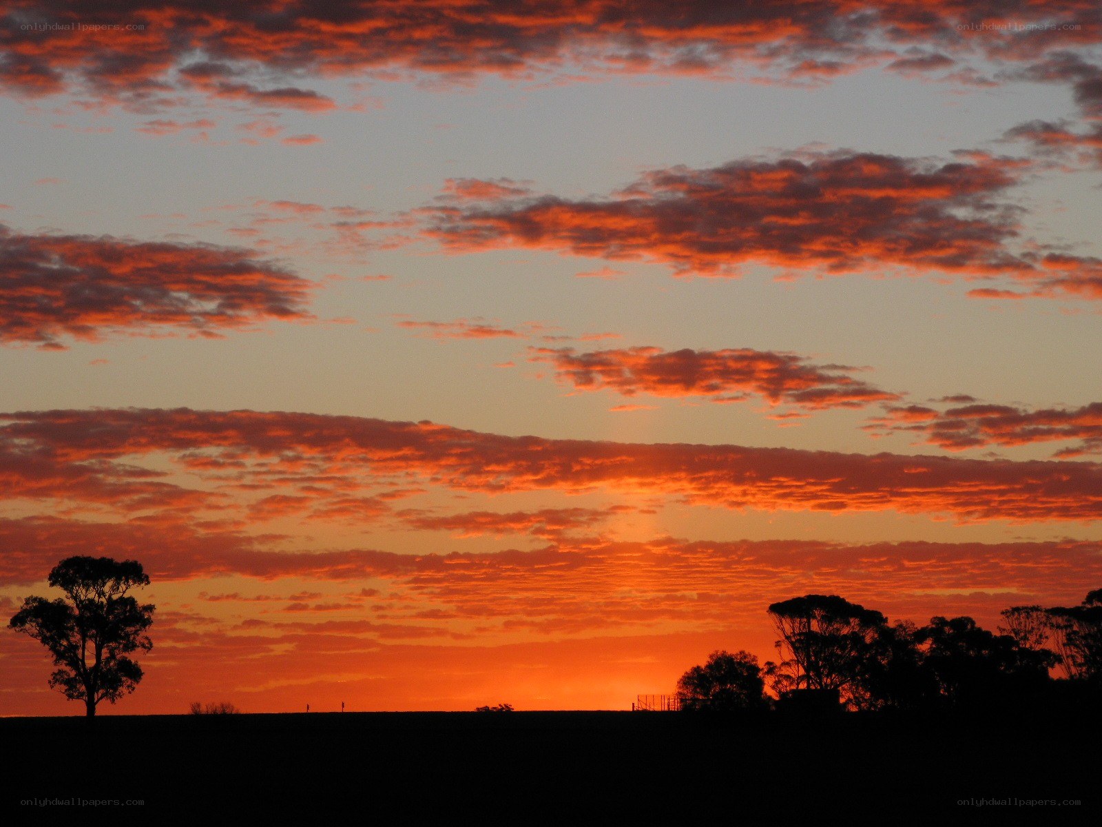 sunset over rural landscape