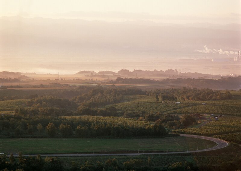Sunset over rural landscape