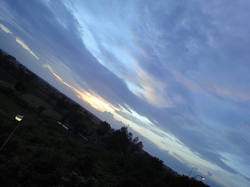 Sunset over Rural Landscape — Blue