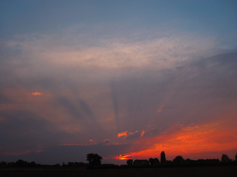 Sunset over Rural Landscape — Orange, Dramatic, Photograph, Clouds