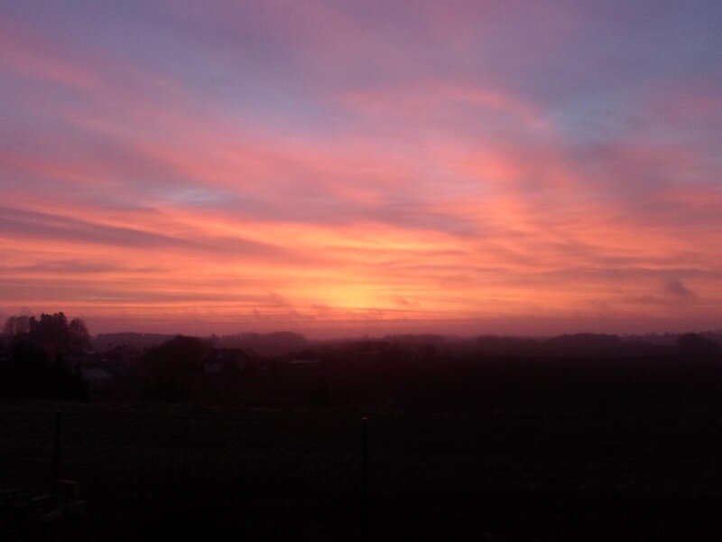 Sunset over Rural Landscape — Orange, Dramatic, Photograph, Sky