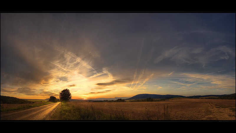Sunset over Rural Landscape — Orange, Serene