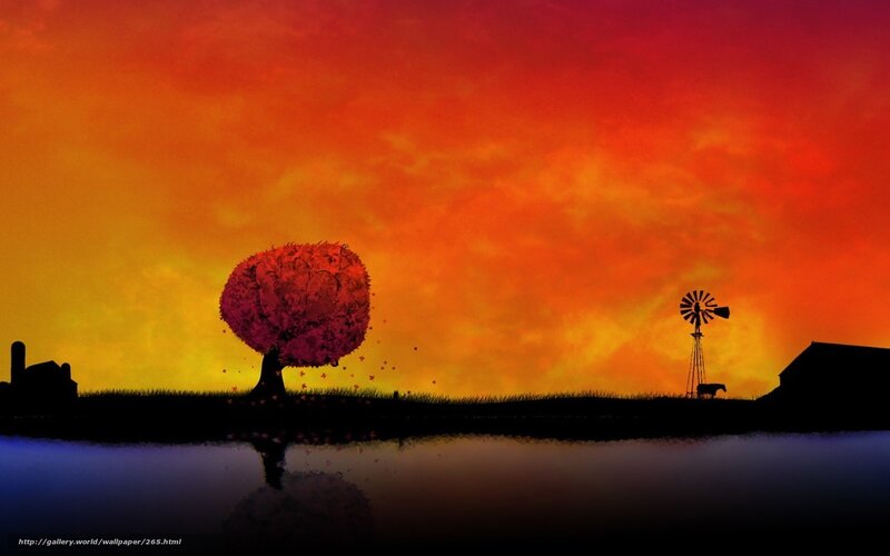 Sunset over rural landscape