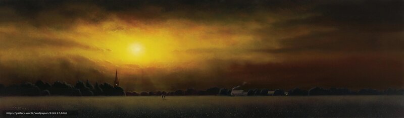 Sunset over Rural Landscape — Yellow, Dramatic