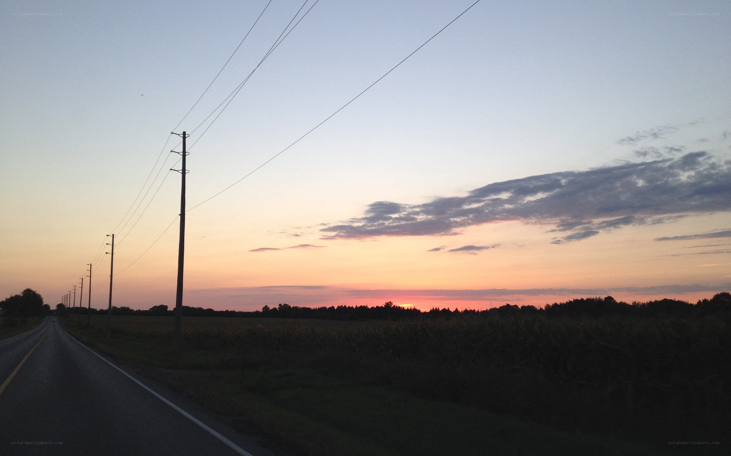 sunset over rural road