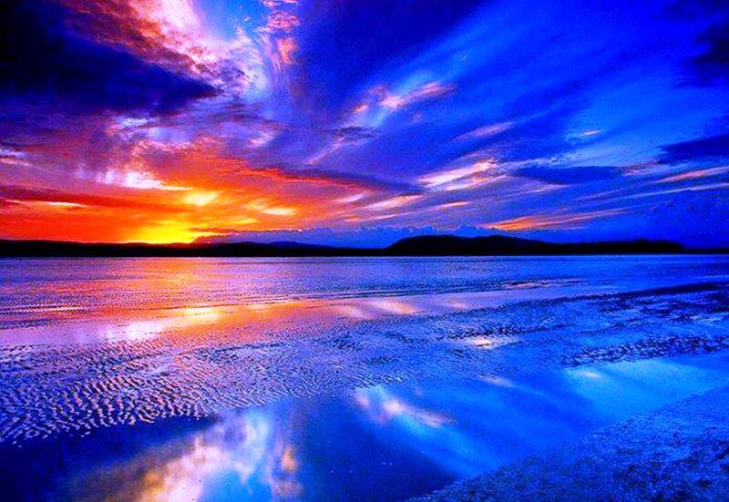 Sunset over Salt Flat — Blue
