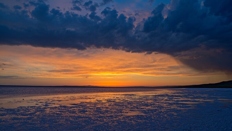 Sunset over Salt Flat — Orange, Dramatic