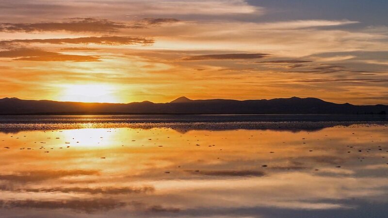 Sunset over Salt Flat — Orange, Serene