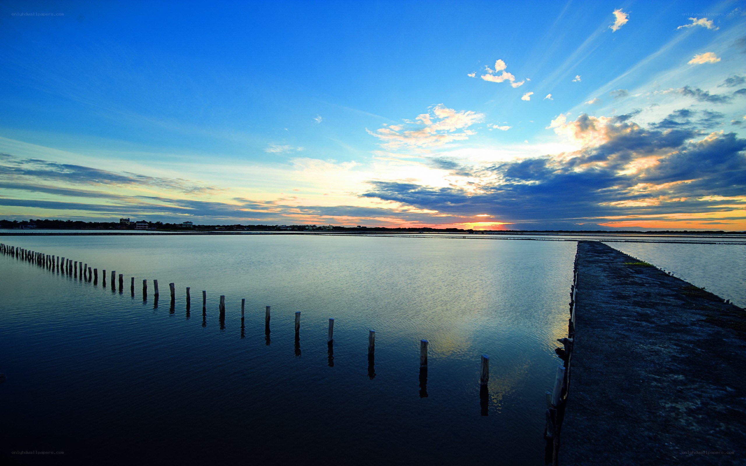 sunset over salt flats