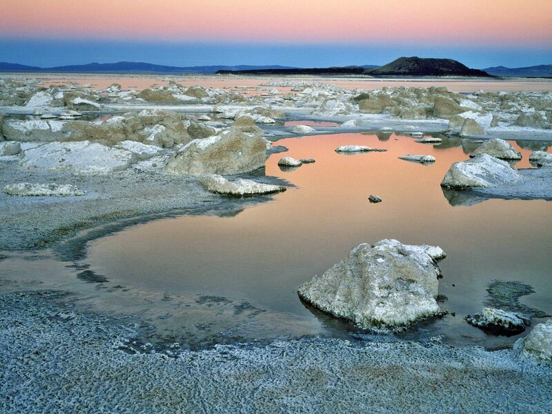 sunset over salt flats