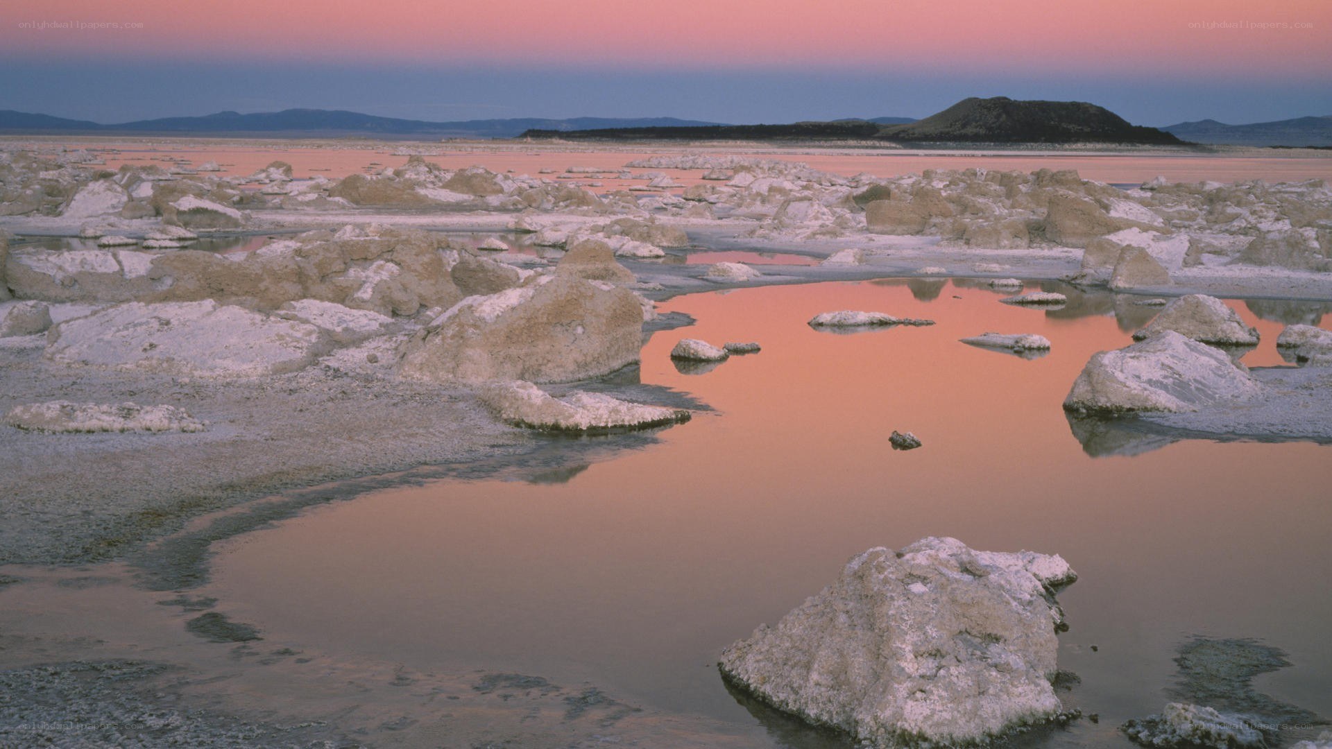 sunset over salt flats