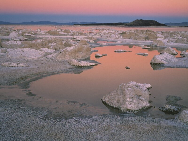 sunset over salt flats
