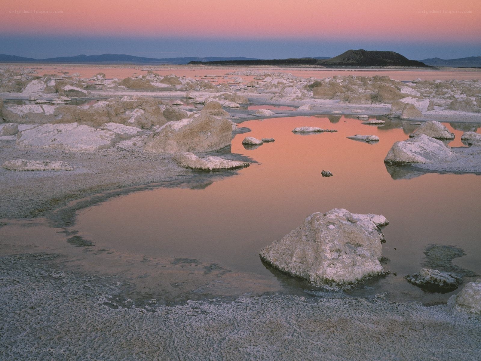 sunset over salt flats