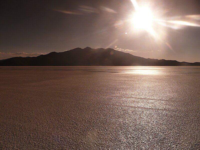 Sunset over salt flats