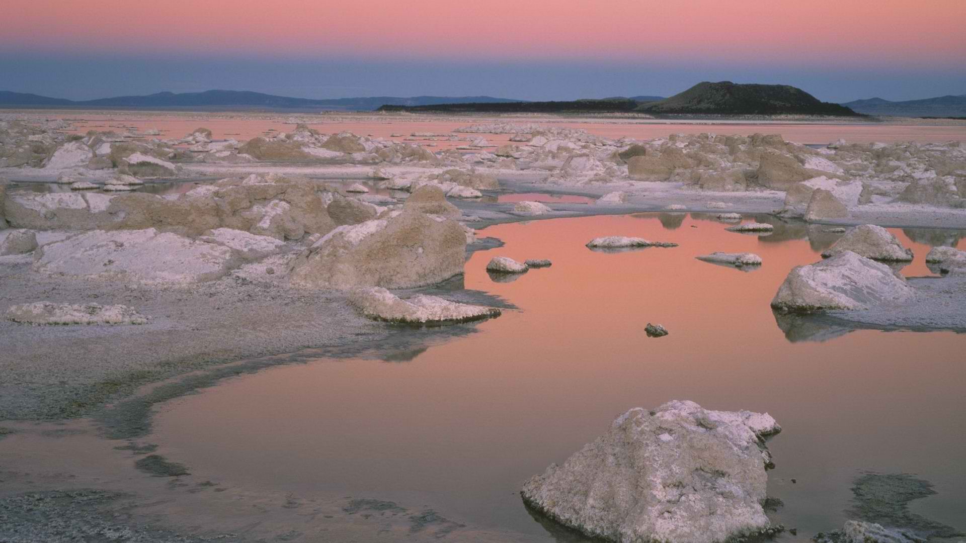 sunset over salt flats