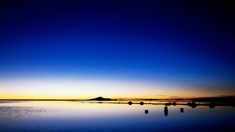 sunset over salt flats