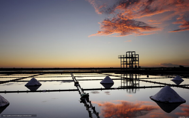 sunset over salt pans