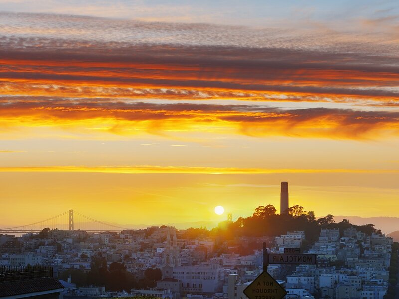 Sunset over San Francisco — Orange, Dramatic, Photograph, Cityscape