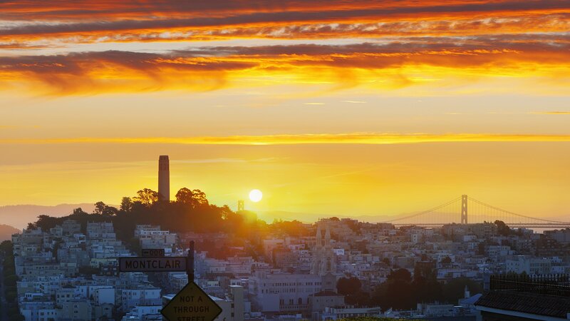 Sunset over San Francisco — Orange, Dramatic, Photograph