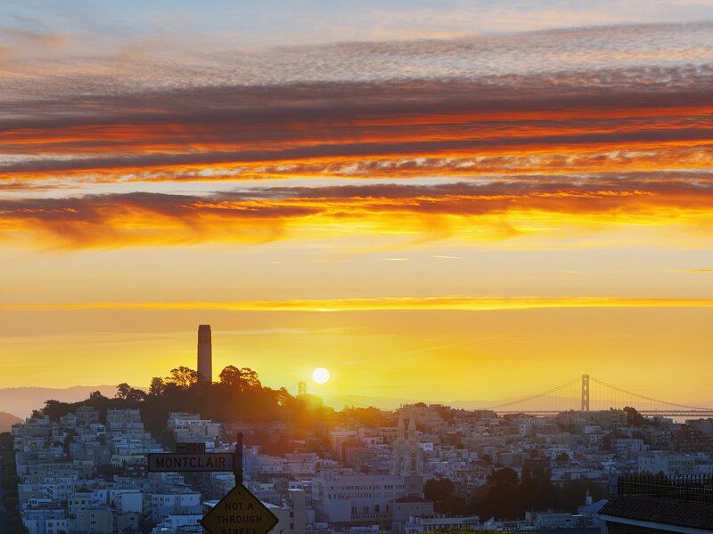 Sunset over San Francisco — Orange, Dramatic