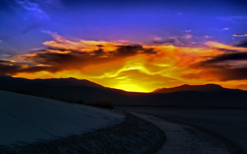Sunset over Sand Dunes — Blue