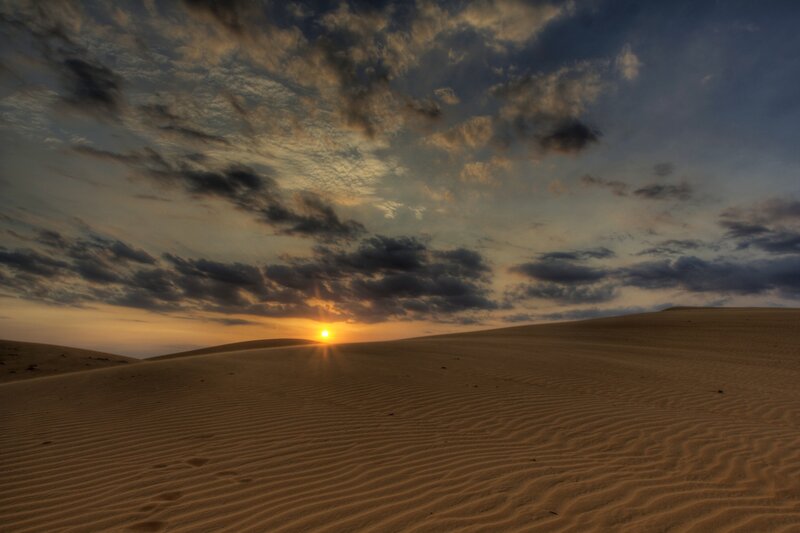 Sunset over Sand Dunes — Brown