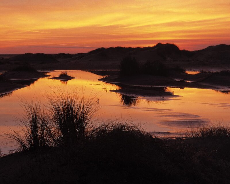 Sunset over Sand Dunes — Orange, Serene