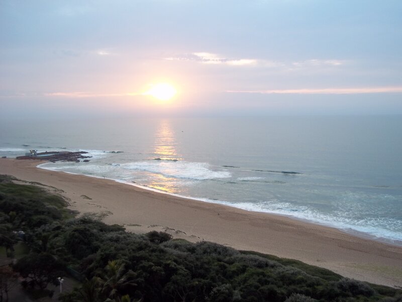Sunset over Sandy Beach — Blue, Serene