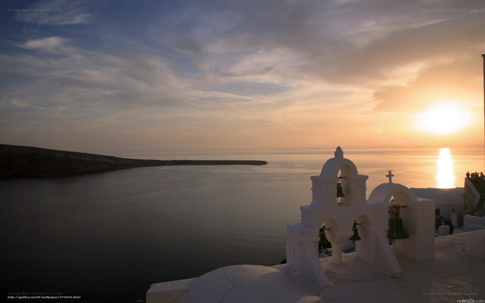 Sunset over Santorini bay