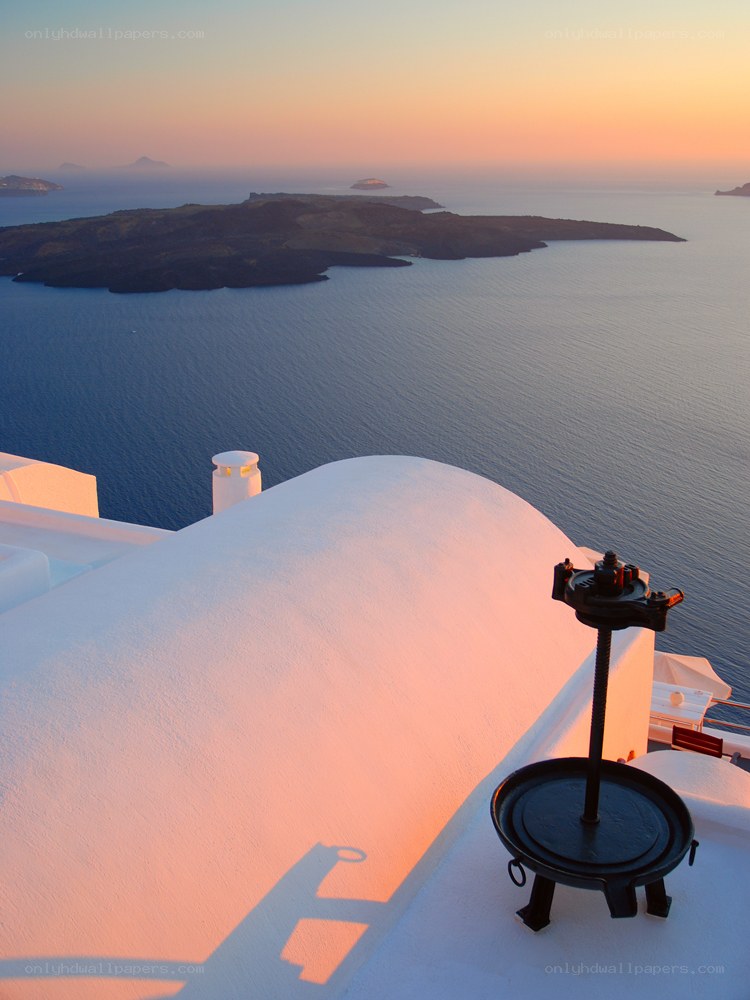 Sunset over Santorini caldera
