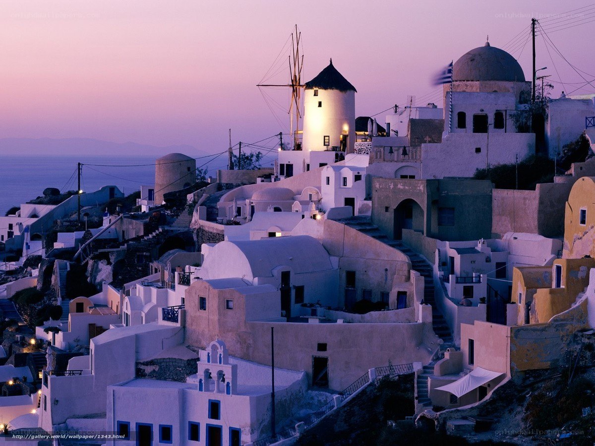 sunset over santorini village