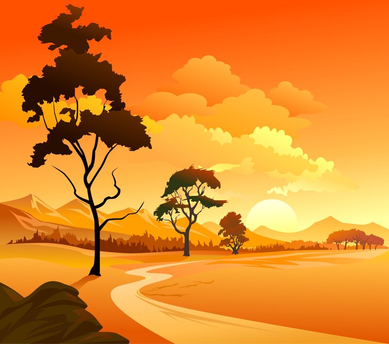 Sunset over Savanna — Orange, Serene