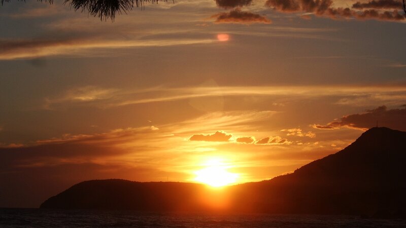 Sunset over Sea and Hills — Orange