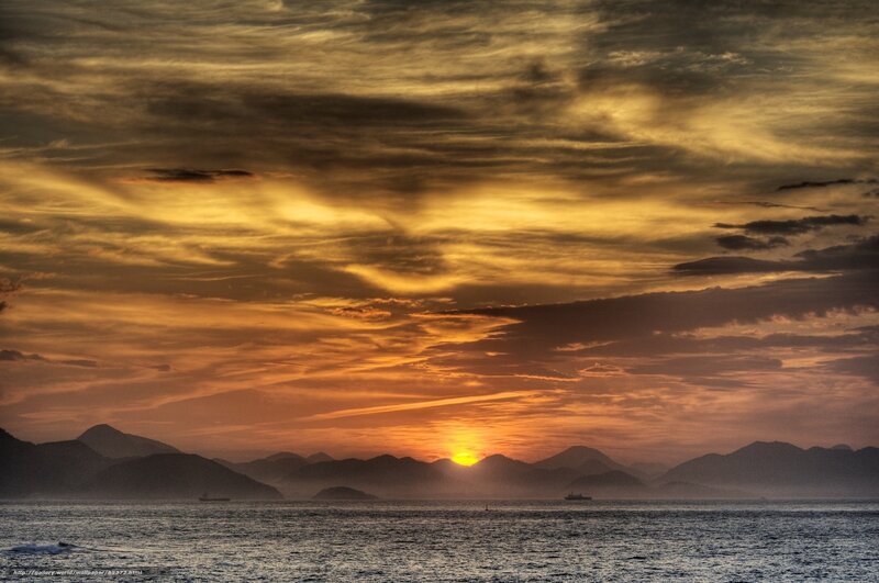 Sunset over Sea and Mountains — Orange