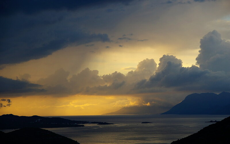 Sunset over Sea and Mountains — Yellow