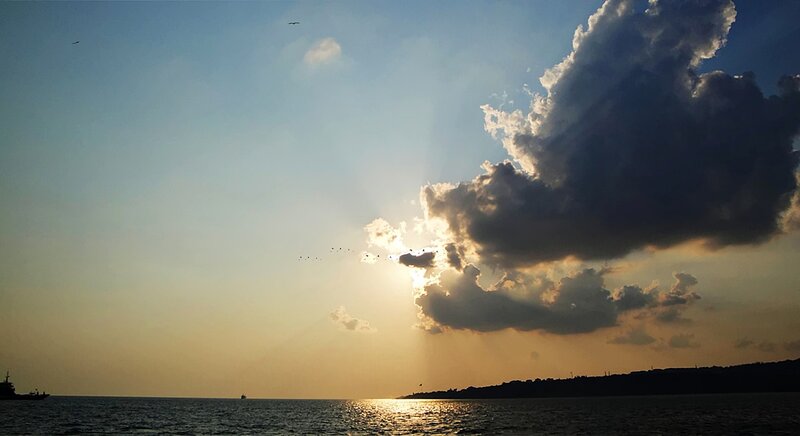 Sunset over Sea — Blue, Dramatic