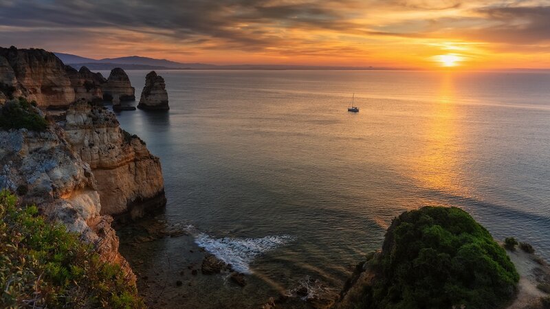 Sunset over Sea Cliffs — Orange