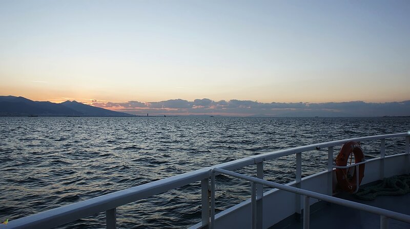 Sunset over Sea from Boat
