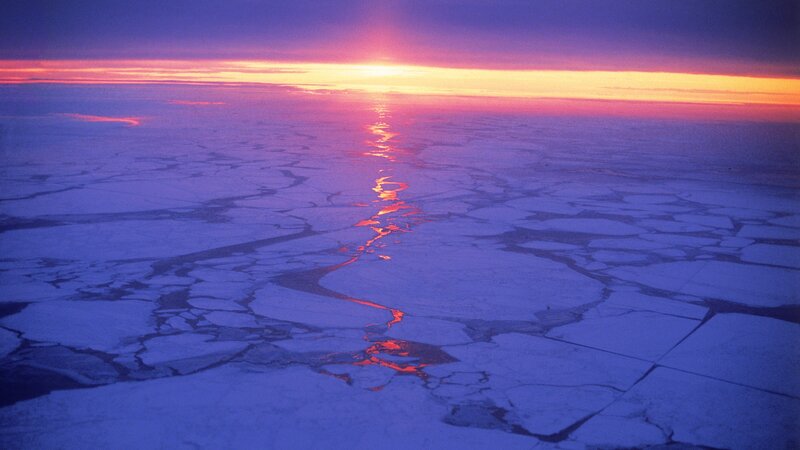 Sunset over sea ice