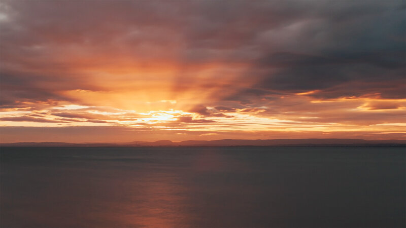 Sunset over Sea — Orange, Dramatic, Photograph, Clouds, Horizon