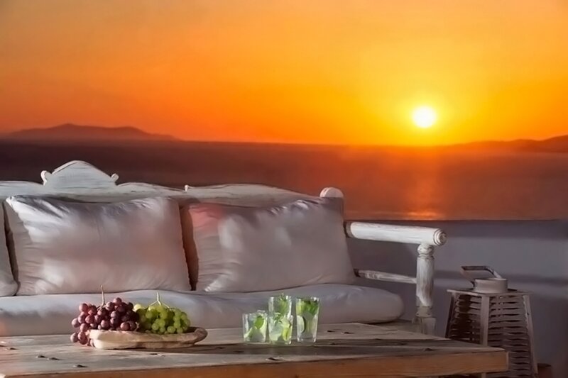 Sunset over Sea — Orange, Serene, Photograph, Couch