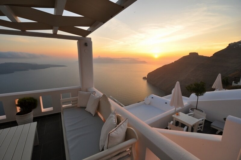 Sunset over Sea — Orange, Serene, Photograph, Mountain