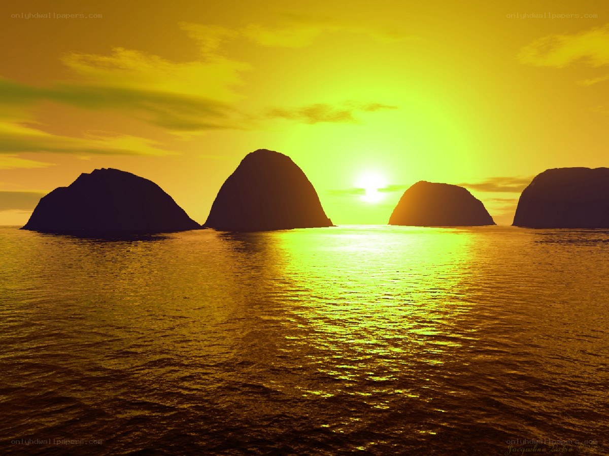 Sunset over sea rocks