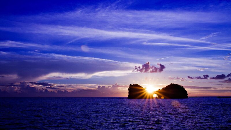 Sunset over Sea Rocks — Blue, Dramatic