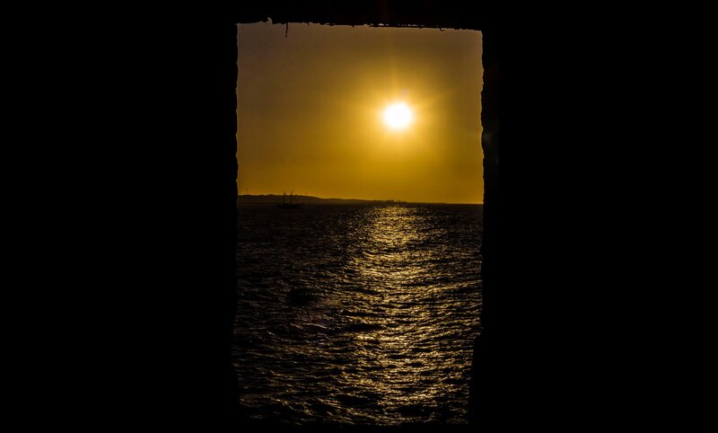 Sunset over Sea — Yellow, Serene, Photograph, Sun