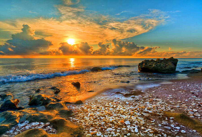 Sunset over Seashore