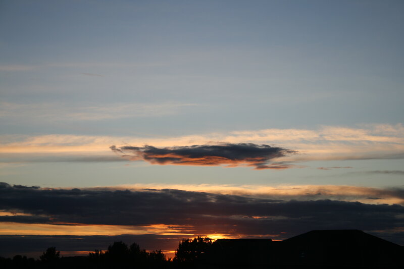 Sunset over Silhouetted Landscape — Blue, Serene