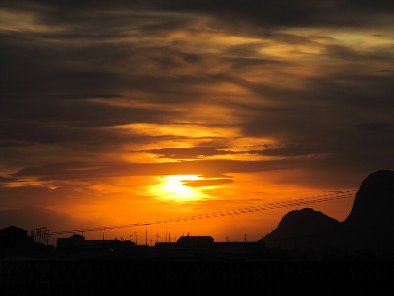 Sunset over Silhouetted Town